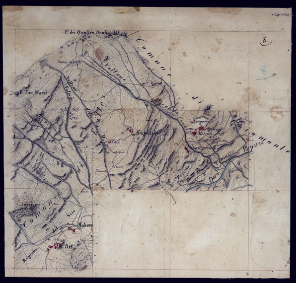 (N:23530) VALLE DELLA DORA EXILLES MINUTE AL 10.000. RILIEVI ESEGUITI NEL 1864 ALLIEVI INGEGNERI DEL R. CORPO DEL GENIO CIVILE ALLA SCALA DI 1 A 10.000 - FOGLIO 8. (CA002074) Carte e stampe antiche: riproduzione a colori su carta (formato A2)