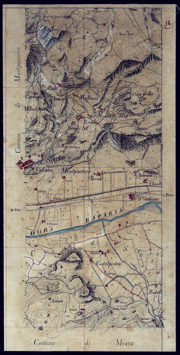 (N:23540) VALLE DELLA DORA EXILLES MINUTE AL 10.000. RILIEVI ESEGUITI NEL 1864 ALLIEVI INGEGNERI DEL R. CORPO DEL GENIO CIVILE ALLA SCALA DI 1 A 10.000 - FOGLIO 18. (CA002084) Carte e stampe antiche: riproduzione a colori su carta (formato A2)