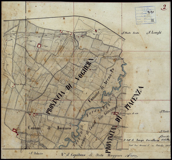 (N:23676) GRUPPO DI 132 FRAZIONI DI MINUTE DI CAMPAGNA ALLA SCALA 1:10.000 DEI RILEVAMENTI ESEGUITI NEL 1853-1867 - CASTANA - MONTU' BECCARIA - RILIEVI OPERATORE N. 2 (CA002284) Carte e stampe antiche: riproduzione a colori su carta (formato A2)