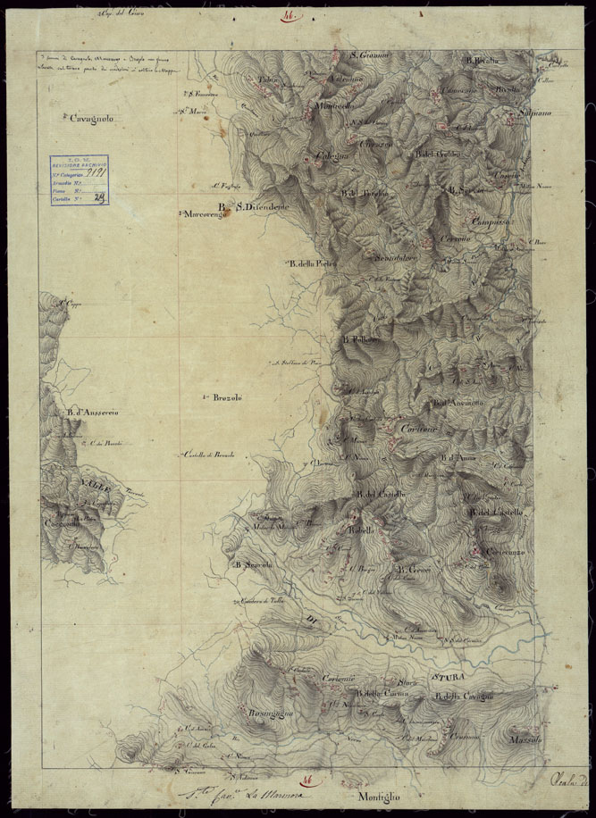(N:23754) GRUPPO DI DICIANNOVE MINUTE DI CAMPAGNA ESEGUITE ALLA SCALA DI 1:20.000 NEL 1826 - MINUTA 46 (CA002362) Carte e stampe antiche: riproduzione a colori su carta (formato A2)