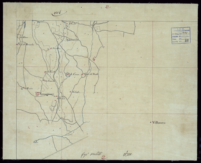 (N:23760) GRUPPO DI DICIANNOVE MINUTE DI CAMPAGNA ESEGUITE ALLA SCALA DI 1:20.000 NEL 1826 - MINUTA 53 (CA002368) Carte e stampe antiche: riproduzione a colori su carta (formato A2)