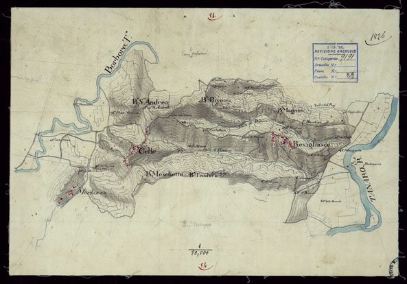(N:23768) GRUPPO DI DICIANNOVE MINUTE DI CAMPAGNA ESEGUITE ALLA SCALA DI 1:20.000 NEL 1826 - MINUTA 54 (CA002374) Carte e stampe antiche: riproduzione a colori su carta (formato A2)