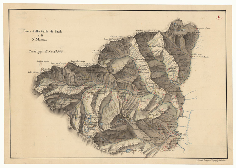 (N:5485) PARTE DELLA VALLE DI PRALE E DI S. MARTINO (CA002380) Carte e stampe antiche: riproduzione a colori su carta (formato A2)