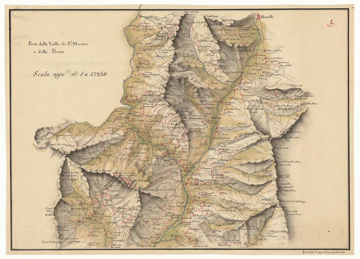 (N:5474) PARTE DELLA VALLE DI S. MARTINO E DELLA PEROSA (CA002383) Carte e stampe antiche: riproduzione a colori su carta (formato A2)