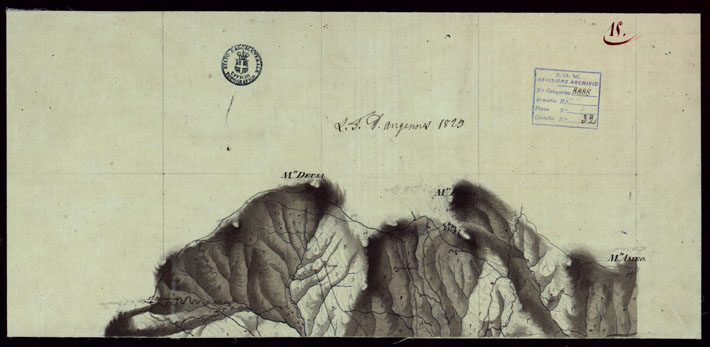 (N:15369) RICOGNIZIONI ESEGUITE ALLA SCALA DI 1/20.000 CHE COMPRENDANO LE DUE RIVIERE DEGLI EX STATI SARDI E PARTE DELLE ATTUALI PROVINCIE DI ALESSANDRIA  E DI PAVIA - FOGLIO 15. (CA002646) Carte e stampe antiche: riproduzione a colori su carta (formato A2)