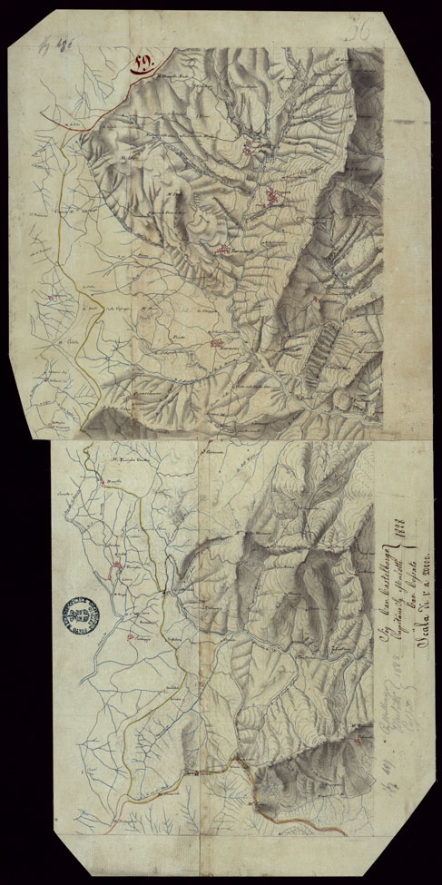 (N:15413) RICOGNIZIONI ESEGUITE ALLA SCALA DI 1/20.000 CHE COMPRENDANO LE DUE RIVIERE DEGLI EX STATI SARDI E PARTE DELLE ATTUALI PROVINCIE DI ALESSANDRIA  E DI PAVIA - FOGLIO 59. (CA002690) Carte e stampe antiche: riproduzione a colori su carta (formato A2)