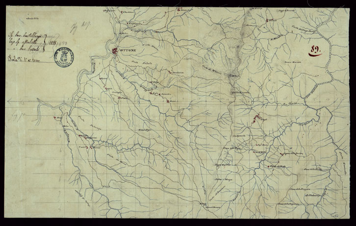(N:15443) RICOGNIZIONI ESEGUITE ALLA SCALA DI 1/20.000 CHE COMPRENDANO LE DUE RIVIERE DEGLI EX STATI SARDI E PARTE DELLE ATTUALI PROVINCIE DI ALESSANDRIA  E DI PAVIA - FOGLIO 89. (CA002723) Carte e stampe antiche: riproduzione a colori su carta (formato A2)