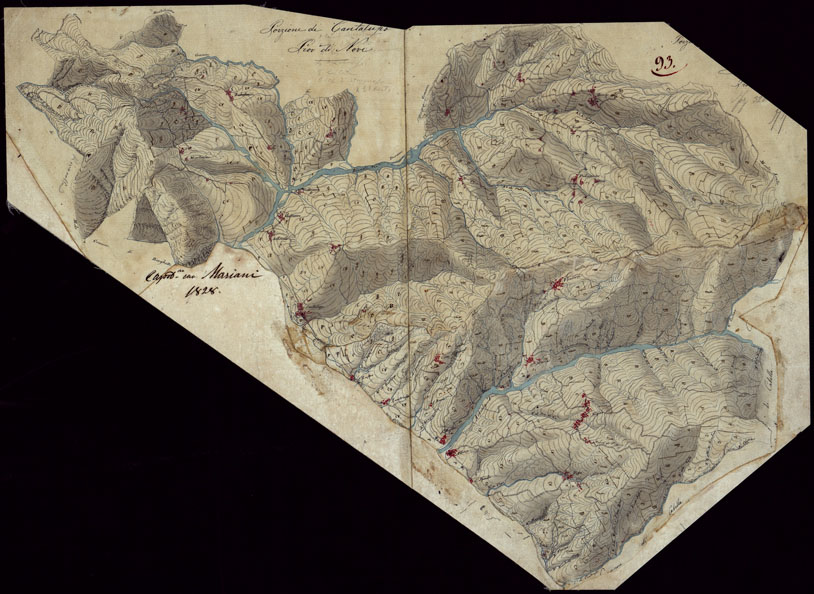 (N:15447) RICOGNIZIONI ESEGUITE ALLA SCALA DI 1/20.000 CHE COMPRENDANO LE DUE RIVIERE DEGLI EX STATI SARDI E PARTE DELLE ATTUALI PROVINCIE DI ALESSANDRIA  E DI PAVIA - FOGLIO 93. (CA002727) Carte e stampe antiche: riproduzione a colori su carta (formato A2)