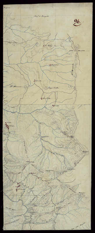 (N:15450) RICOGNIZIONI ESEGUITE ALLA SCALA DI 1/20.000 CHE COMPRENDANO LE DUE RIVIERE DEGLI EX STATI SARDI E PARTE DELLE ATTUALI PROVINCIE DI ALESSANDRIA  E DI PAVIA - FOGLIO 96. (CA002730) Carte e stampe antiche: riproduzione a colori su carta (formato A2)