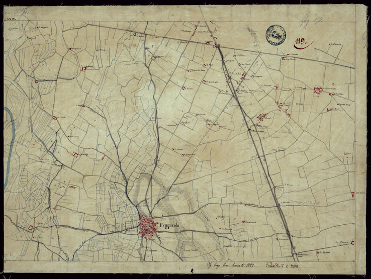 (N:15468) RICOGNIZIONI ESEGUITE ALLA SCALA DI 1/20.000 CHE COMPRENDANO LE DUE RIVIERE DEGLI EX STATI SARDI E PARTE DELLE ATTUALI PROVINCIE DI ALESSANDRIA  E DI PAVIA - FOGLIO 119. (CA002759) Carte e stampe antiche: riproduzione a colori su carta (formato A2)