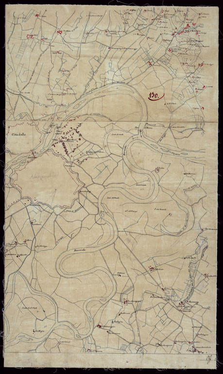 (N:15481) RICOGNIZIONI ESEGUITE ALLA SCALA DI 1/20.000 CHE COMPRENDANO LE DUE RIVIERE DEGLI EX STATI SARDI E PARTE DELLE ATTUALI PROVINCIE DI ALESSANDRIA  E DI PAVIA - FOGLIO 130 + ALLEGATO. (CA002773, CA002774) Carte e stampe antiche: riproduzione a colori su carta (formato A2)