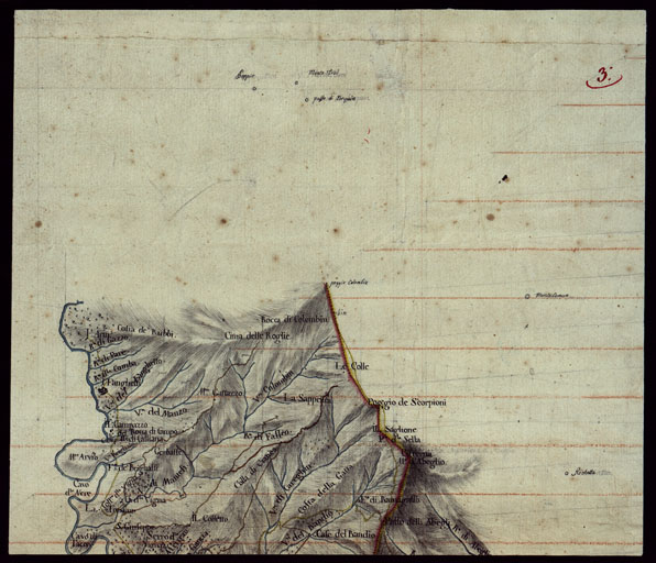 (N:7840) CARTA TOPOGRAFICA DELLA PROVINCIA DI ONEGLIA E DI S. REMO - FOGLIO 3 (CA002916) Carte e stampe antiche: riproduzione a colori su carta (formato A2)