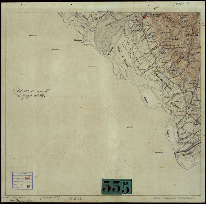 (N:23871) TAVOLETTA DI SPEZIA FOGLIO 95 RILEVATA DISEGNATA DAL TEN. BOSCO AL 1:25.000 SPEZIA PARTE 1 (CA003171) Carte e stampe antiche: riproduzione a colori su carta (formato A2)