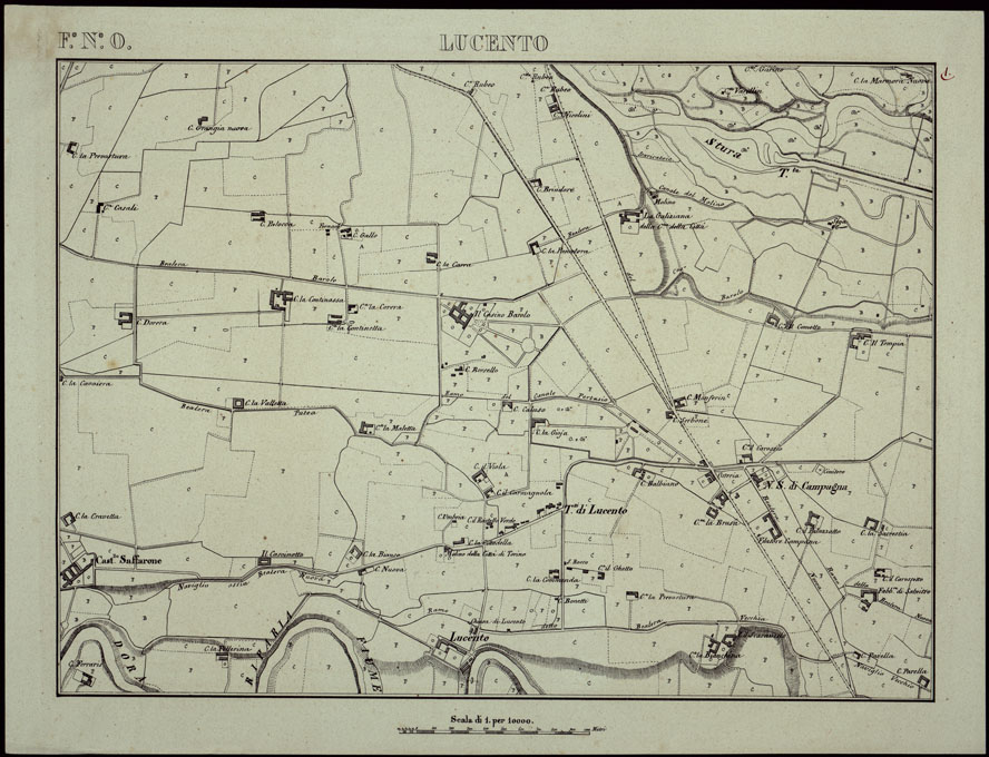 (N:761) TORINO E DINTORNI - F.N. O. LUCENTO (CA003389) Carte e stampe antiche: riproduzione a colori su carta (formato A2)