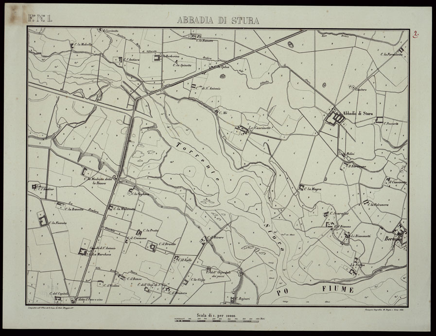 (N:759) TORINO E DINTORNI - F.N. 1. ABBADIA DI STURA (CA003390) Carte e stampe antiche: riproduzione a colori su carta (formato A2)