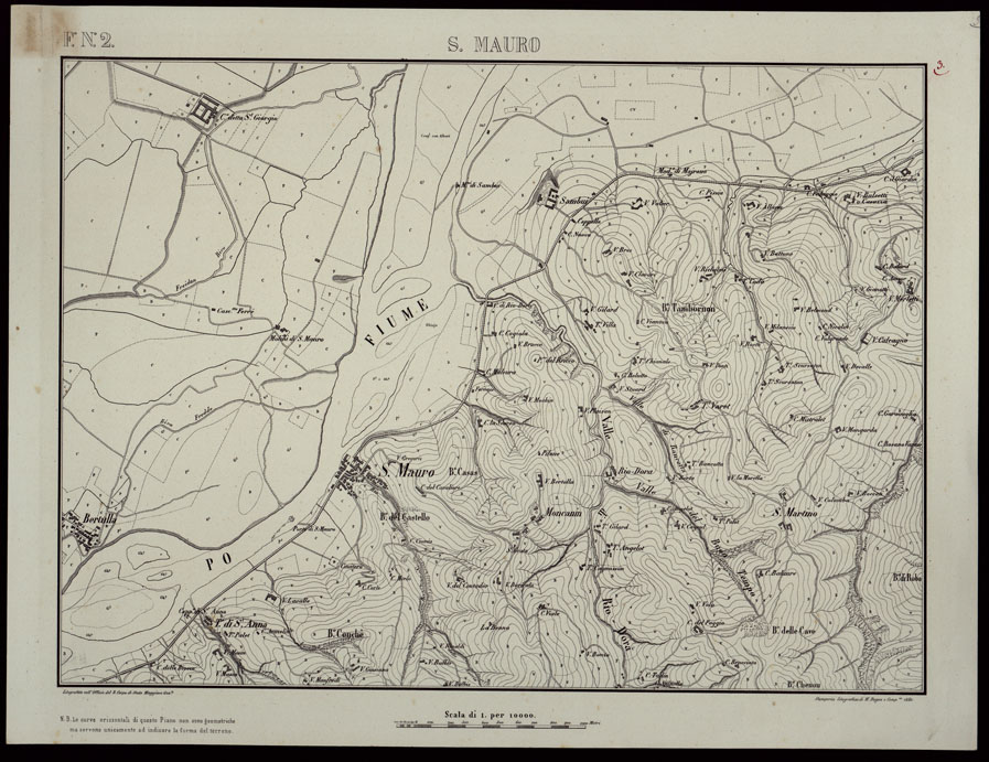 (N:758) TORINO E DINTORNI - F.N. 2.S. MAURO (CA003391) Carte e stampe antiche: riproduzione a colori su carta (formato A2)