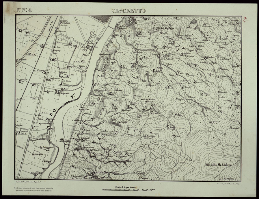 (N:740) TORINO E DINTORNI - F.N. 4. CAVORETTO (CA003397) Carte e stampe antiche: riproduzione a colori su carta (formato A2)