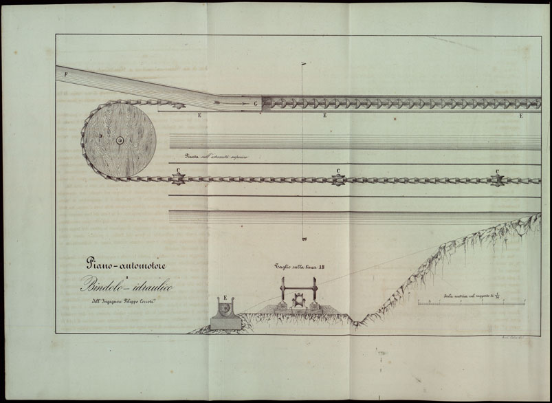 (N:23980) PIANO-AUTOMORE A BINDOLO-IDRAULICO DELL'INGEGNERE FILIPPO CERROTI - LIBRETTO ALLEGATO (CA003446, CA003447, CA003448, CA003449, CA003450, CA003451, CA003452, CA003453, CA003455, CA003456, CA003457, CA003458, CA003459, CA003461, CA003462, CA003454, CA003460, CA003463) Carte e stampe antiche: riproduzione a colori su carta (formato A2)