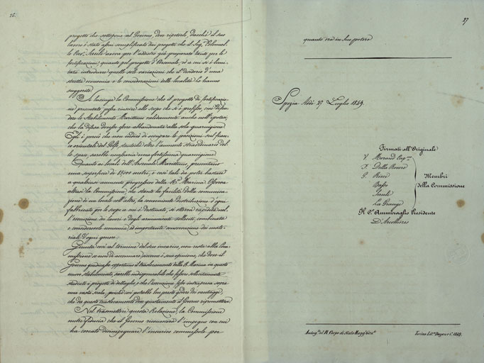 (N:1046) PIANO LIVELLATO ED A CURVE ORIZZONTALI DELLA PENISOLA DELLA CASTELLANA E DI PORTO-VENERE NEL GOLFO DELLA SPEZIA PER SERVIRE AL PROGETTO DI UN ARSENALE MILITARE MARITTIMO E DELLA SUA FORTIFICAZIONE ORDINATODA S.M. CON DECRETO 30 MAGGIO 1849 - LIBRETTO. (CA003573, CA003574, CA003575, CA003576, CA003577, CA003578, CA003580, CA003579, CA003581, CA003582, CA003583, CA003584, CA003585, CA003586) Carte e stampe antiche: riproduzione a colori su carta (formato A2)