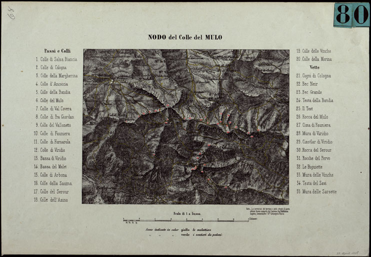 (N:24666) NODO DELLE COLLINE DEL MULO (CA003972) Carte e stampe antiche: riproduzione a colori su carta (formato A2)