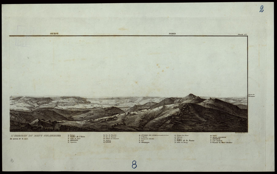 (N:24482) L'HORIZON DU MONT COLOMBIER DU NIVEAU DE LA MER - FOGLIO 8 2B (CA003984) Carte e stampe antiche: riproduzione a colori su carta (formato A2)