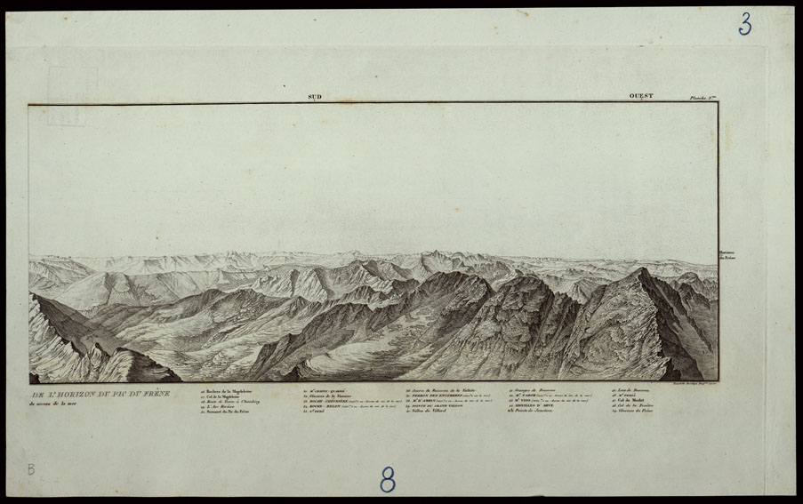 (N:24484) DE L'HORIZON DU PIC DU FRENE DU NIVEAU DE LA MER - FOGLIO 8 3B (CA003986) Carte e stampe antiche: riproduzione a colori su carta (formato A2)