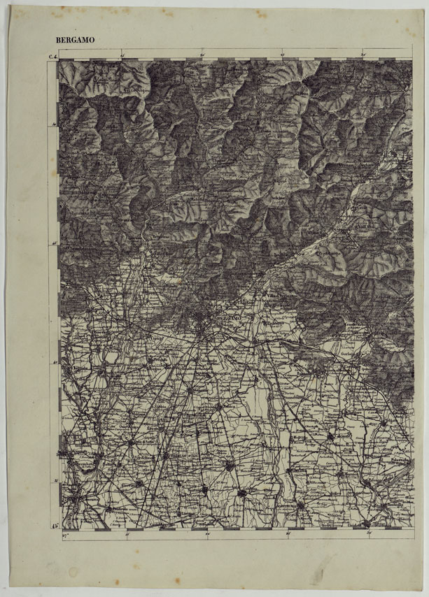 (N:11828) CARTA TOPOGRAFICA DELLE PROVINCIE LOMBARDO-VENETE E DEGLI EX DUCATI ALLA SCALA DI 1:86.400 1865 - FOG. C.4 BERGAMO (CA004546) Carte e stampe antiche: riproduzione a colori su carta (formato A2)