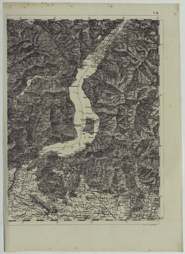 (N:11827) CARTA TOPOGRAFICA DELLE PROVINCIE LOMBARDO-VENETE E DEGLI EX DUCATI ALLA SCALA DI 1:86.400 1865 - FOG. C.4 (CA004547) Carte e stampe antiche: riproduzione a colori su carta (formato A2)