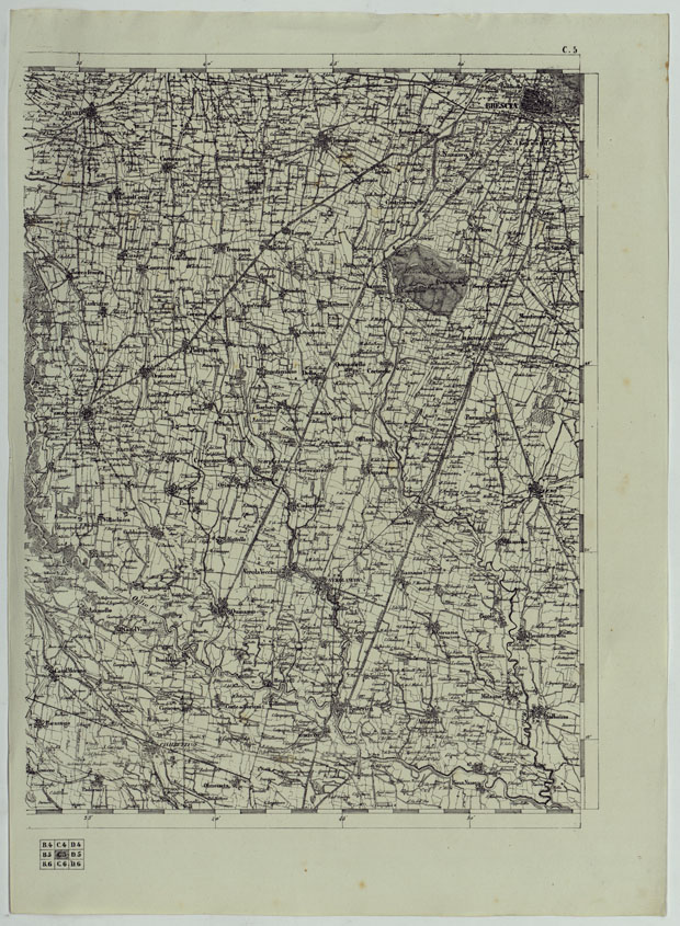 (N:11829) CARTA TOPOGRAFICA DELLE PROVINCIE LOMBARDO-VENETE E DEGLI EX DUCATI ALLA SCALA DI 1:86.400 1865 - FOG. C.5 (CA004549) Carte e stampe antiche: riproduzione a colori su carta (formato A2)