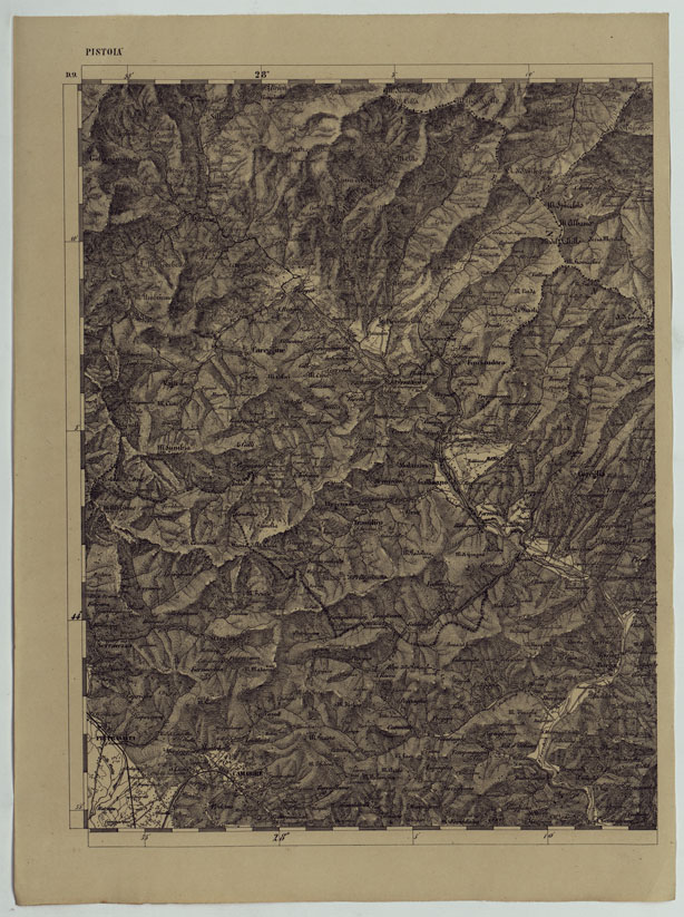 (N:11860) CARTA TOPOGRAFICA DELLE PROVINCIE LOMBARDO-VENETE E DEGLI EX DUCATI ALLA SCALA DI 1:86.400 1865 - FOG. D.9 PISTOIA (CA004577) Carte e stampe antiche: riproduzione a colori su carta (formato A2)