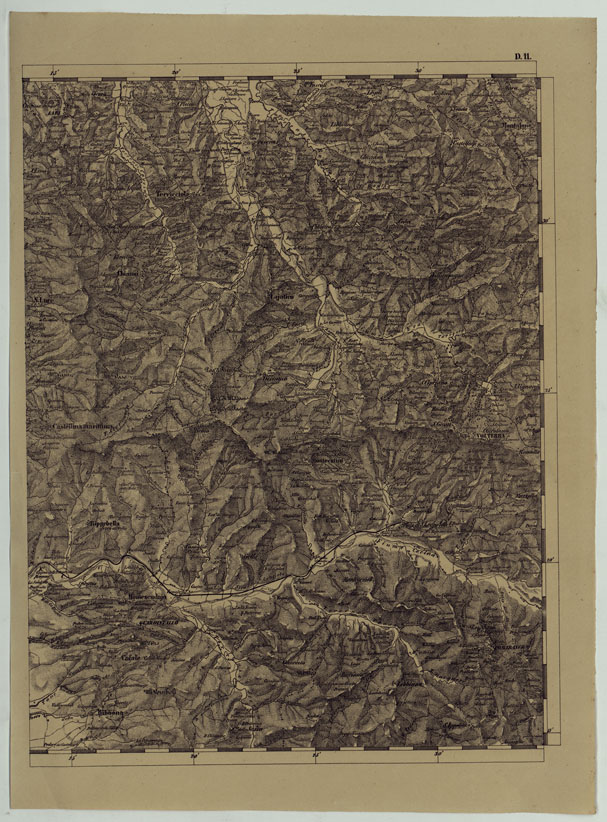 (N:11842) CARTA TOPOGRAFICA DELLE PROVINCIE LOMBARDO-VENETE E DEGLI EX DUCATI ALLA SCALA DI 1:86.400 1865 - FOG. D.11 (CA004582) Carte e stampe antiche: riproduzione a colori su carta (formato A2)