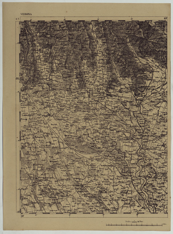 (N:11876) CARTA TOPOGRAFICA DELLE PROVINCIE LOMBARDO-VENETE E DEGLI EX DUCATI ALLA SCALA DI 1:86.400 1865 - FOG. E.5 VERONA (CA004591) Carte e stampe antiche: riproduzione a colori su carta (formato A2)