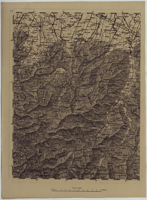 (N:11882) CARTA TOPOGRAFICA DELLE PROVINCIE LOMBARDO-VENETE E DEGLI EX DUCATI ALLA SCALA DI 1:86.400 1865 - FOG. E.8 (CA004597) Carte e stampe antiche: riproduzione a colori su carta (formato A2)