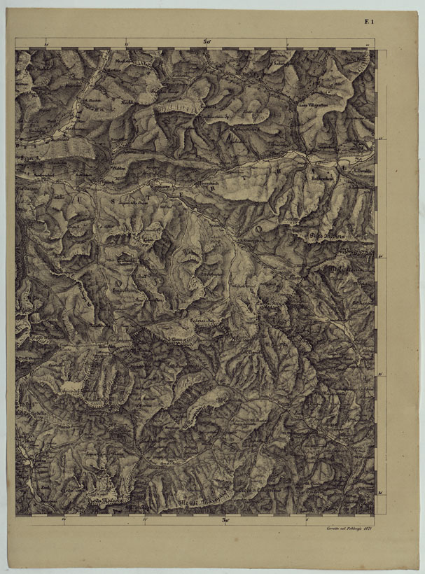 (N:11885) CARTA TOPOGRAFICA DELLE PROVINCIE LOMBARDO-VENETE E DEGLI EX DUCATI ALLA SCALA DI 1:86.400 1865 - FOG. F.1 (CA004612) Carte e stampe antiche: riproduzione a colori su carta (formato A2)