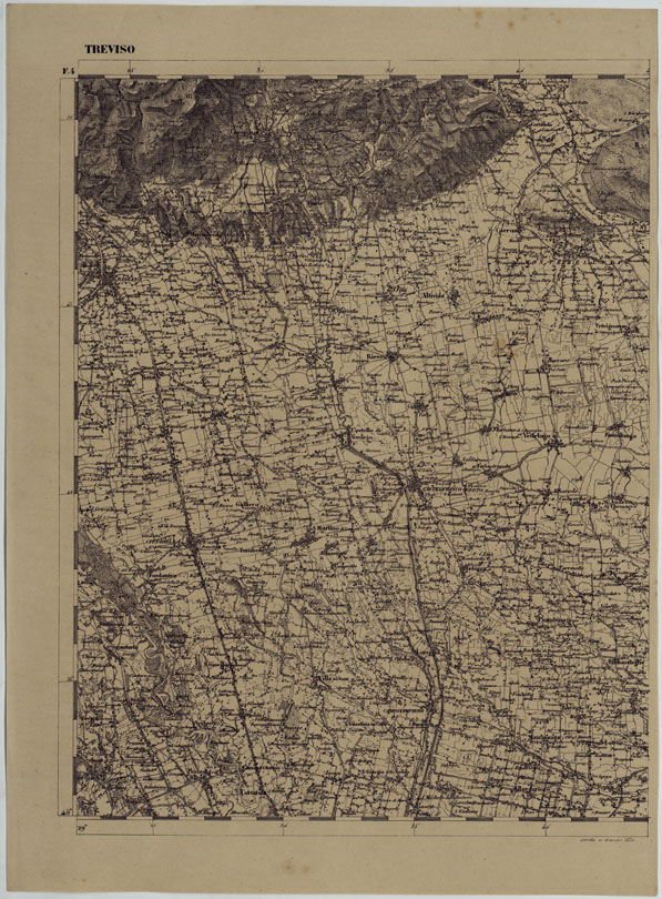 (N:11906) CARTA TOPOGRAFICA DELLE PROVINCIE LOMBARDO-VENETE E DEGLI EX DUCATI ALLA SCALA DI 1:86.400 1865 - FOG. F.4 TREVISO (CA004617) Carte e stampe antiche: riproduzione a colori su carta (formato A2)