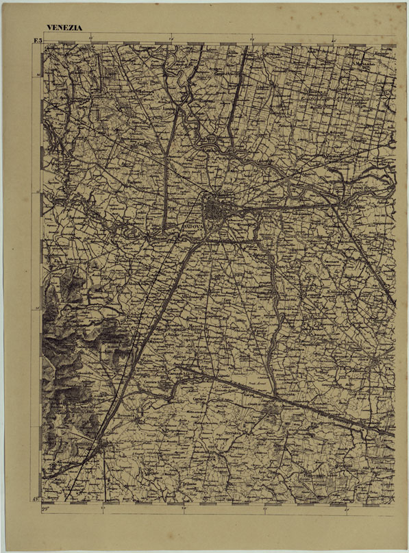 (N:11908) CARTA TOPOGRAFICA DELLE PROVINCIE LOMBARDO-VENETE E DEGLI EX DUCATI ALLA SCALA DI 1:86.400 1865 - FOG. F.5 VENEZIA (CA004619) Carte e stampe antiche: riproduzione a colori su carta (formato A2)