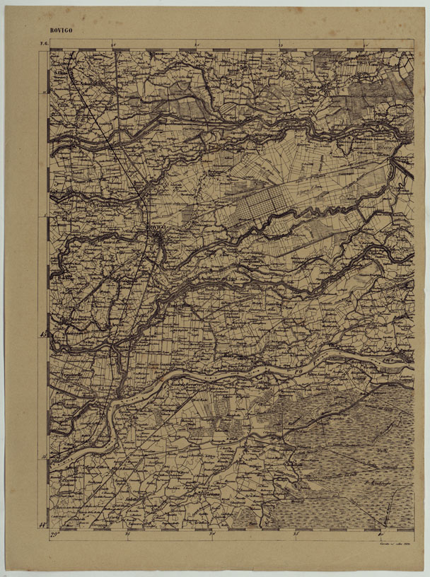 (N:11910) CARTA TOPOGRAFICA DELLE PROVINCIE LOMBARDO-VENETE E DEGLI EX DUCATI ALLA SCALA DI 1:86.400 1865 - FOG. F.6 ROVIGO (CA004621) Carte e stampe antiche: riproduzione a colori su carta (formato A2)