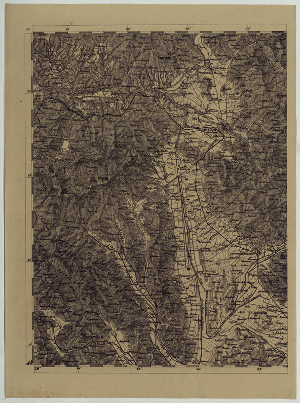 (N:11890) CARTA TOPOGRAFICA DELLE PROVINCIE LOMBARDO-VENETE E DEGLI EX DUCATI ALLA SCALA DI 1:86.400 1865 - FOG. F.11 (CA004631) Carte e stampe antiche: riproduzione a colori su carta (formato A2)