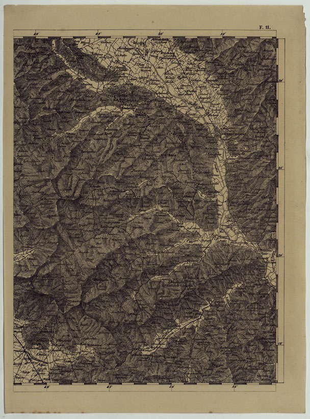 (N:11889) CARTA TOPOGRAFICA DELLE PROVINCIE LOMBARDO-VENETE E DEGLI EX DUCATI ALLA SCALA DI 1:86.400 1865 - FOG. F.11 (CA004632) Carte e stampe antiche: riproduzione a colori su carta (formato A2)