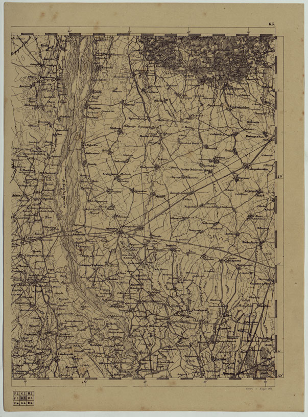 (N:11936) CARTA TOPOGRAFICA DELLE PROVINCIE LOMBARDO-VENETE E DEGLI EX DUCATI ALLA SCALA DI 1:86.400 1865 - FOG. G.3 (CA004647) Carte e stampe antiche: riproduzione a colori su carta (formato A2)