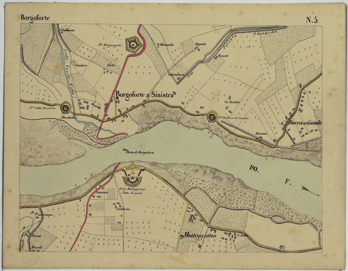 (N:24672) CARTA DEI DINTORNI DI BORGOFORTE ALLA SCALA DI 1 AL 10.000 - Foglio 5 - Borgoforte (CA005250) Carte e stampe antiche: riproduzione a colori su carta (formato A2)