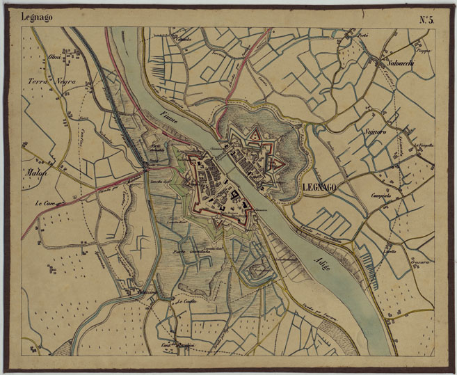 (N:11549) DINTORNI DI LEGNAGO ALLA SCALA DI 1 AL 10.000 - Foglio 5 - Legnago (CA005259) Carte e stampe antiche: riproduzione a colori su carta (formato A2)