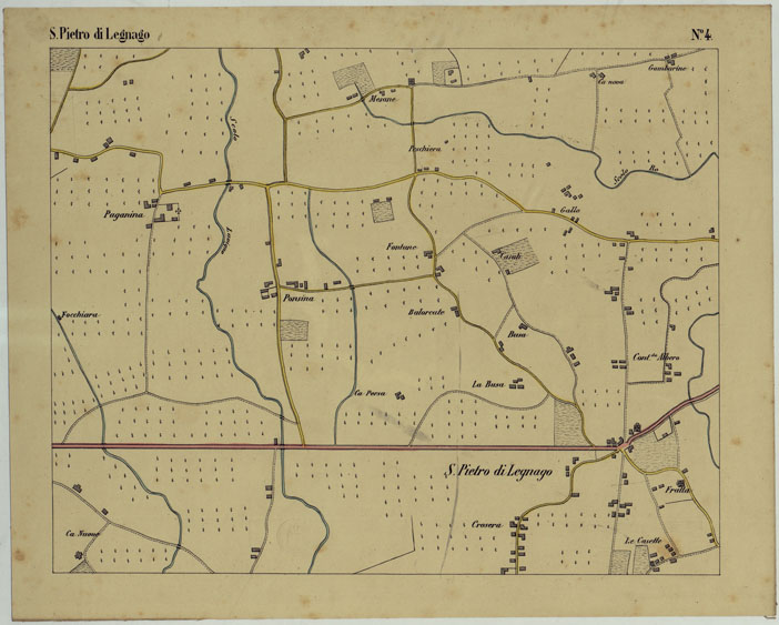 (N:24680) DINTORNI DI LEGNAGO ALLA SCALA DI 1 AL 10.000 - Foglio 4 - S. Pietro di Legnago (CA005267) Carte e stampe antiche: riproduzione a colori su carta (formato A2)