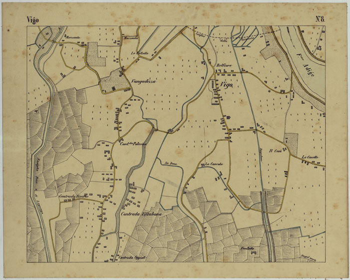 (N:24684) DINTORNI DI LEGNAGO ALLA SCALA DI 1 AL 10.000 - Foglio 8 - Vigo (CA005271) Carte e stampe antiche: riproduzione a colori su carta (formato A2)