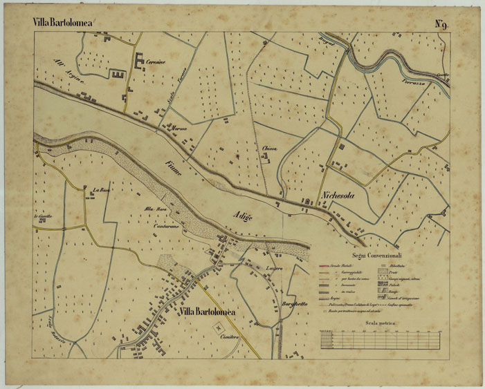 (N:24685) DINTORNI DI LEGNAGO ALLA SCALA DI 1 AL 10.000 - Foglio 9 - Villa Bartolomea (CA005272) Carte e stampe antiche: riproduzione a colori su carta (formato A2)