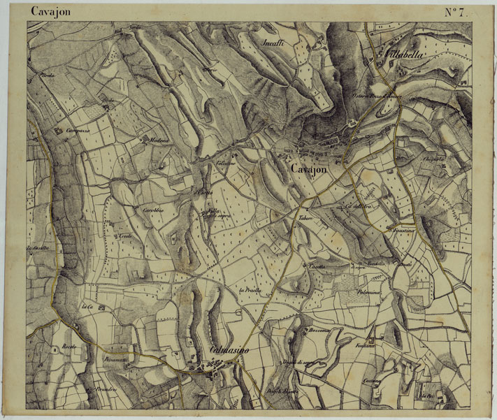 (N:24701) CARTA DEI DINTORNI DI RIVOLI E PASTRENGO ALLA SCALA DI 1 AL 10.000 - FOGLIO 7 CAVAJON (CA005313) Carte e stampe antiche: riproduzione a colori su carta (formato A2)