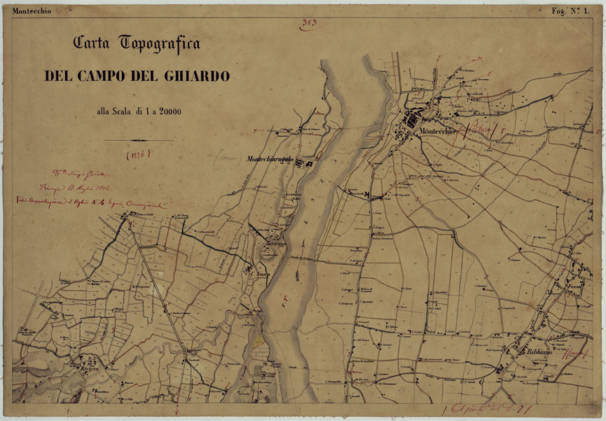 (N:483) CARTA TOPOGRAFICA DEL CAMPO DEL GHIARDO - Foglio 1 - Montecchio (CA005355) Carte e stampe antiche: riproduzione a colori su carta (formato A2)