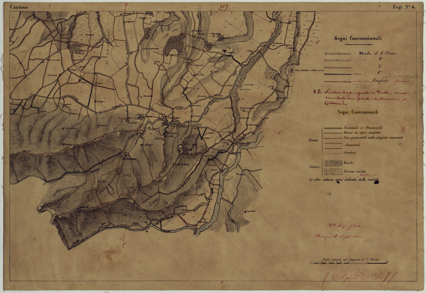 (N:492) CARTA TOPOGRAFICA DEL CAMPO DEL GHIARDO - Foglio 4 - Cantone (CA005358) Carte e stampe antiche: riproduzione a colori su carta (formato A2)