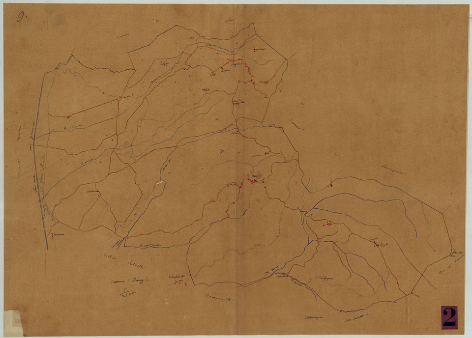 (N:9726) ELEMENTI PER LA FORMAZIONE DI UNA CARTA DELLA TOSCANA ALLA SCALA DI 1:28.800 - FAUGLIA. (CA005603) Carte e stampe antiche: riproduzione a colori su carta (formato A2)