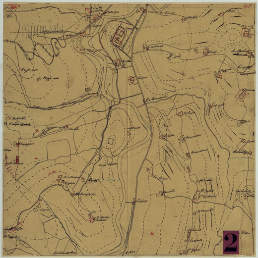 (N:9733) ELEMENTI PER LA FORMAZIONE DI UNA CARTA DELLA TOSCANA ALLA SCALA DI 1:28.800 - CERTOSA. (CA005612) Carte e stampe antiche: riproduzione a colori su carta (formato A2)